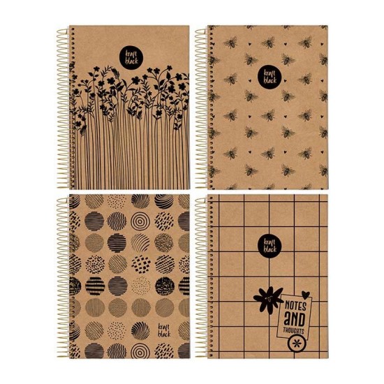Caderno Capa Dura 80 Folhas Kraft Black 25 - Jandaia Caderno Capa Dura 80 Folhas Kraft Black 25 - Jandaia