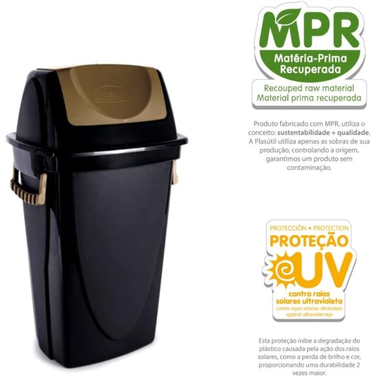 Lixeira Organizador 28L - Plasútil - Cor Preta Lixeira Organizador 28L - Plasútil - Cor Preta