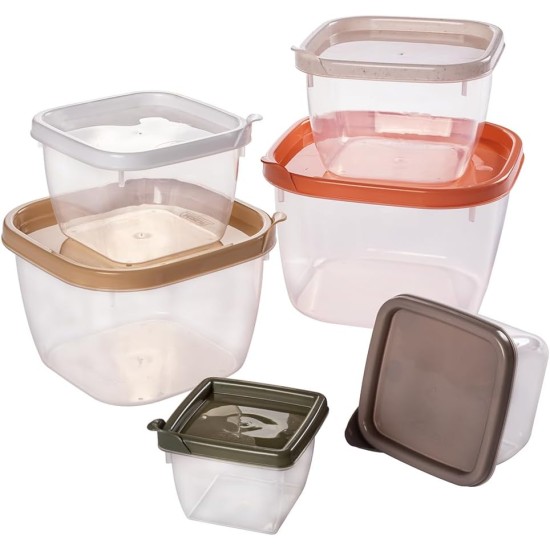 Conjunto de Potes Quadrados com 6 Unidades - Plasútil Conjunto de Potes Quadrados com 6 Unidades - Plasútil