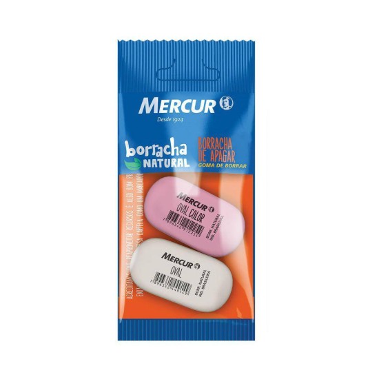Borracha Mercur Oval Branca e Rosa - 2 unidades Borracha Mercur Oval Branca e Rosa - 2 unidades