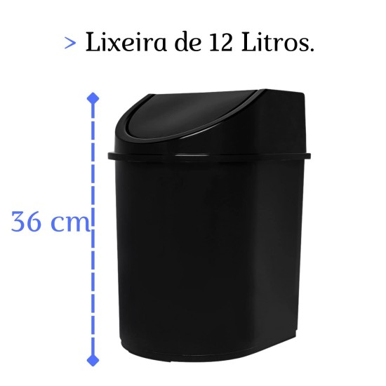 Lixeira Basculante 12L Preta Eco Nature – Jaguar Lixeira Basculante 12L Preta Eco Nature – Jaguar