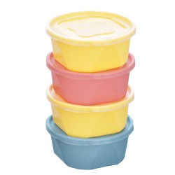 Conjunto de Potes Plásticos Redondos com Tampa – 4 Peças 740ml
