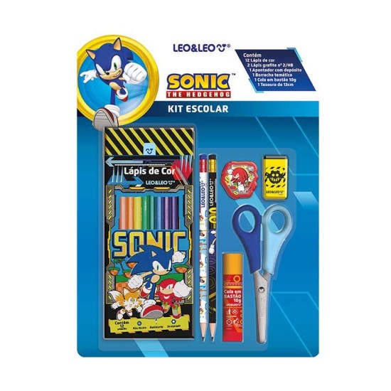 Kit Escolar do Sonic 7 Peças - Leonora Kit Escolar do Sonic 7 Peças - Leonora