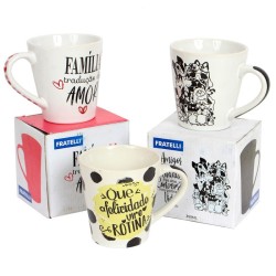 Caneca de Porcelana Estampada Com Frases Cônica – 300ml