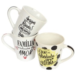 Caneca de Porcelana Estampada Com Frases Cônica – 300ml