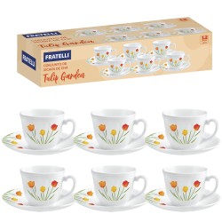 Jogo de Xícara de Vidro com Pires Tulip Garden – 220ml