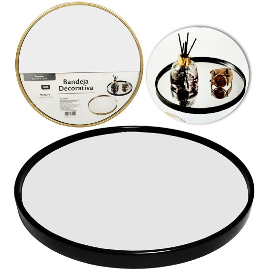 Bandeja de Plástico com Espelho Redondo Decorativa Bandeja de Plástico com Espelho Redondo Decorativa