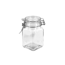Pote de Vidro Quadrado com Tampa Hermética e Fecho - 100ml