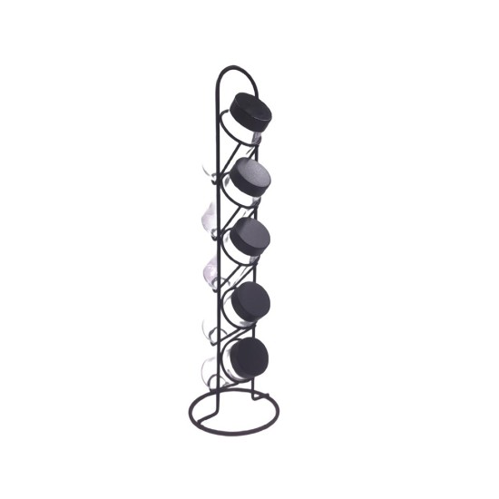 Porta Temperos de Vidro com Suporte Aramado Torre Black – 90ML Porta Temperos de Vidro com Suporte Aramado Torre Black – 90ML