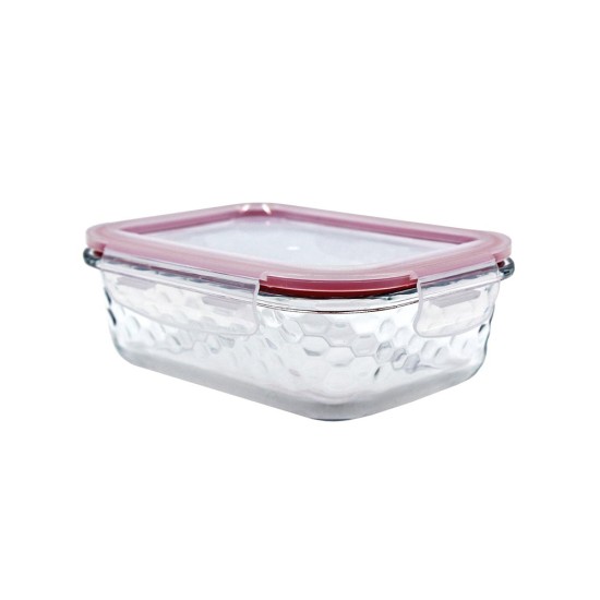 Pote de Vidro Hermético Honey Retangular Vermelho 1.4L