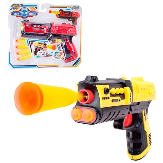 Pistola Lança Dardo Espuma/Ventosa com 4 Dardos - Gun Bullet Pistola Lança Dardo Espuma/Ventosa com 4 Dardos - Gun Bullet
