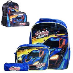 Kit Mochila Infantil Lancheira e Estojo Carro Crazy - Winth