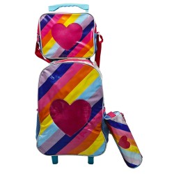 Kit Mochila com Carrinho e Lancheira Big Heart 