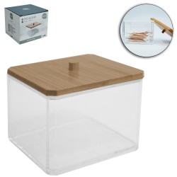Organizador Multiuso Retangular com Tampa de Bambu 