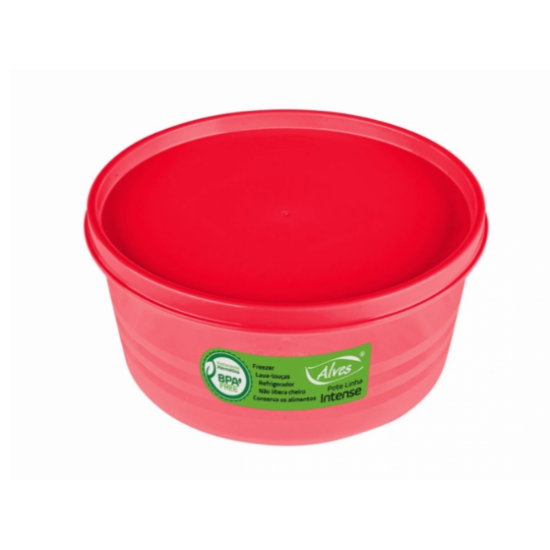 Pote Redondo Intense 1 Litro Vermelho Translúcido - Alves Pote Redondo Intense 1 Litro Vermelho Translúcido - Alves