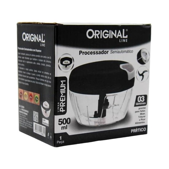 Processador de Alimentos Semiautomático 500ml - Preto Processador de Alimentos Semiautomático 500ml - Preto