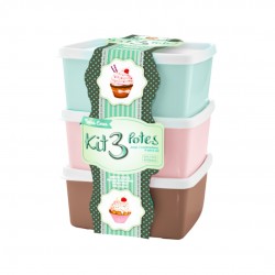 Kit Potes De Plástico 3 Peças 500ml