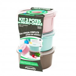 Kit Potes Redondos 3 Peças 1 Litro