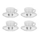 Conjunto Xícaras Cristal Com Pires Pearl 4 Peças 