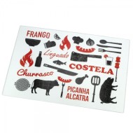 Tábua De Corte Em Vidro Decorada 35cm