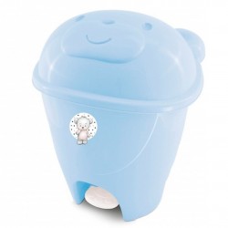 Lixeira Ursinho Com Pedal 12 Litros  Azul Bebê