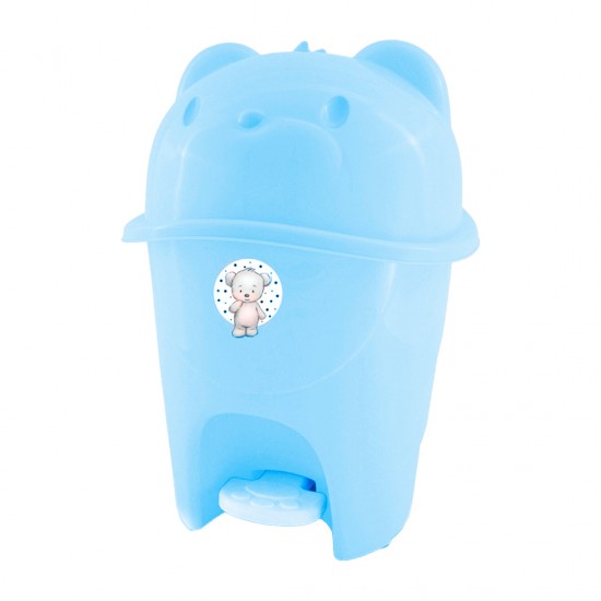 Lixeira Ursinho Com Pedal Azul Bebê