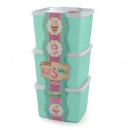 Kit Potes De Plástico 3 Peças 800ml