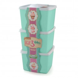 Kit Potes De Plástico 3 Peças 800ml