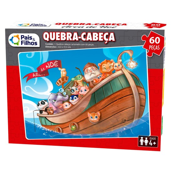 Quebra-Cabeça Arca De Noé 60 Peças Quebra-Cabeça Arca De Noé 60 Peças