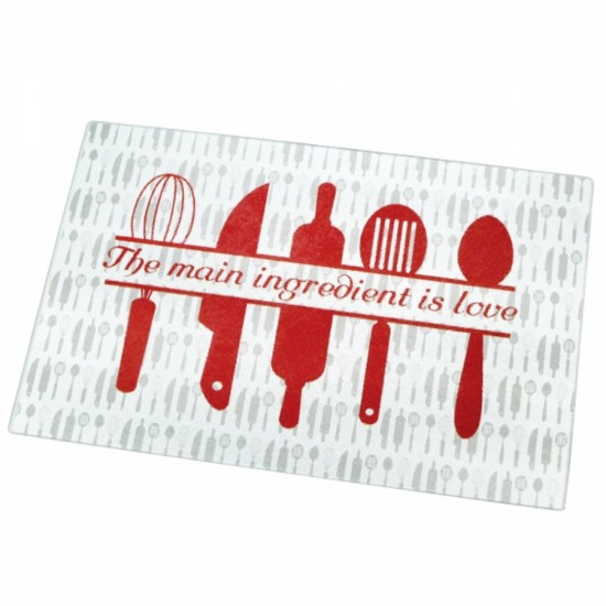 Tábua De Corte Em Vidro Decorada 30cm