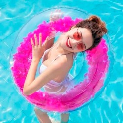 Boia Inflável Circular Com Plumas 55cm