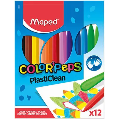 Giz de Cera Plástico Colorido 12 Cores - Maped