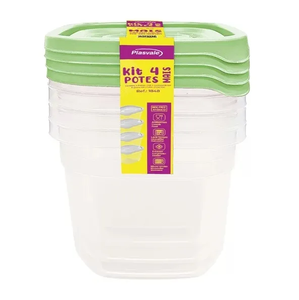 Jogo de Potes 530ml 4 Unidades - Plasvale Jogo de Potes 530ml 4 Unidades - Plasvale