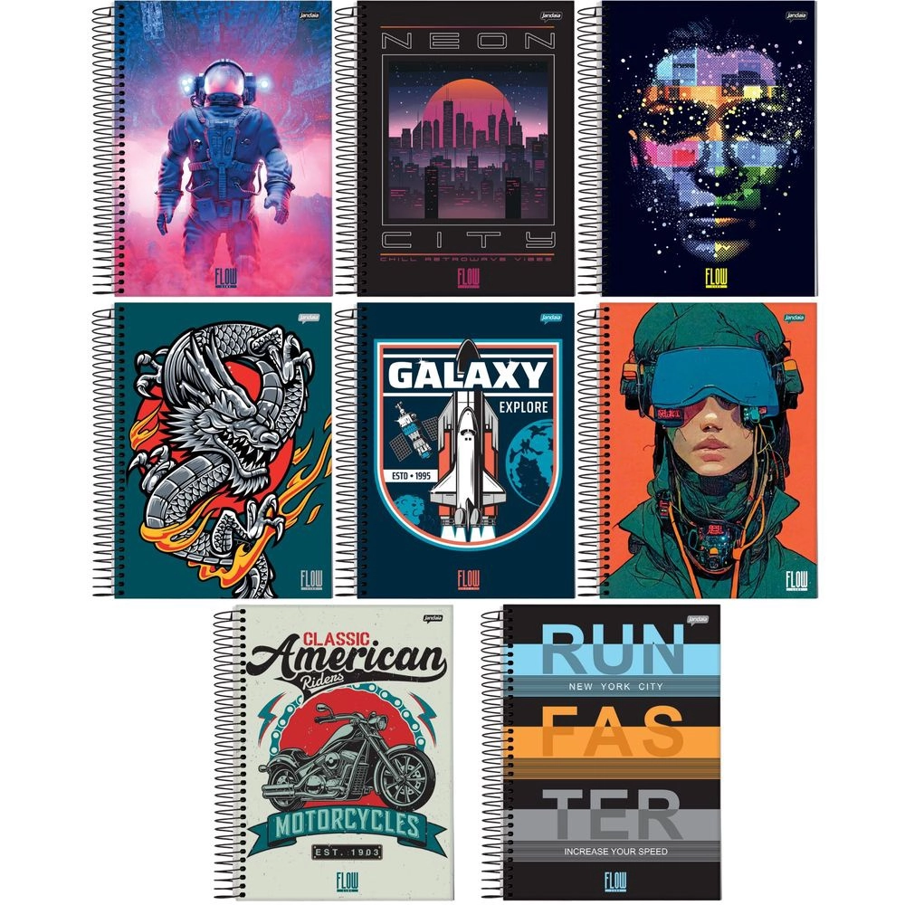 Caderno Espiral Universitário 320 Folhas Flow Line – Jandaia