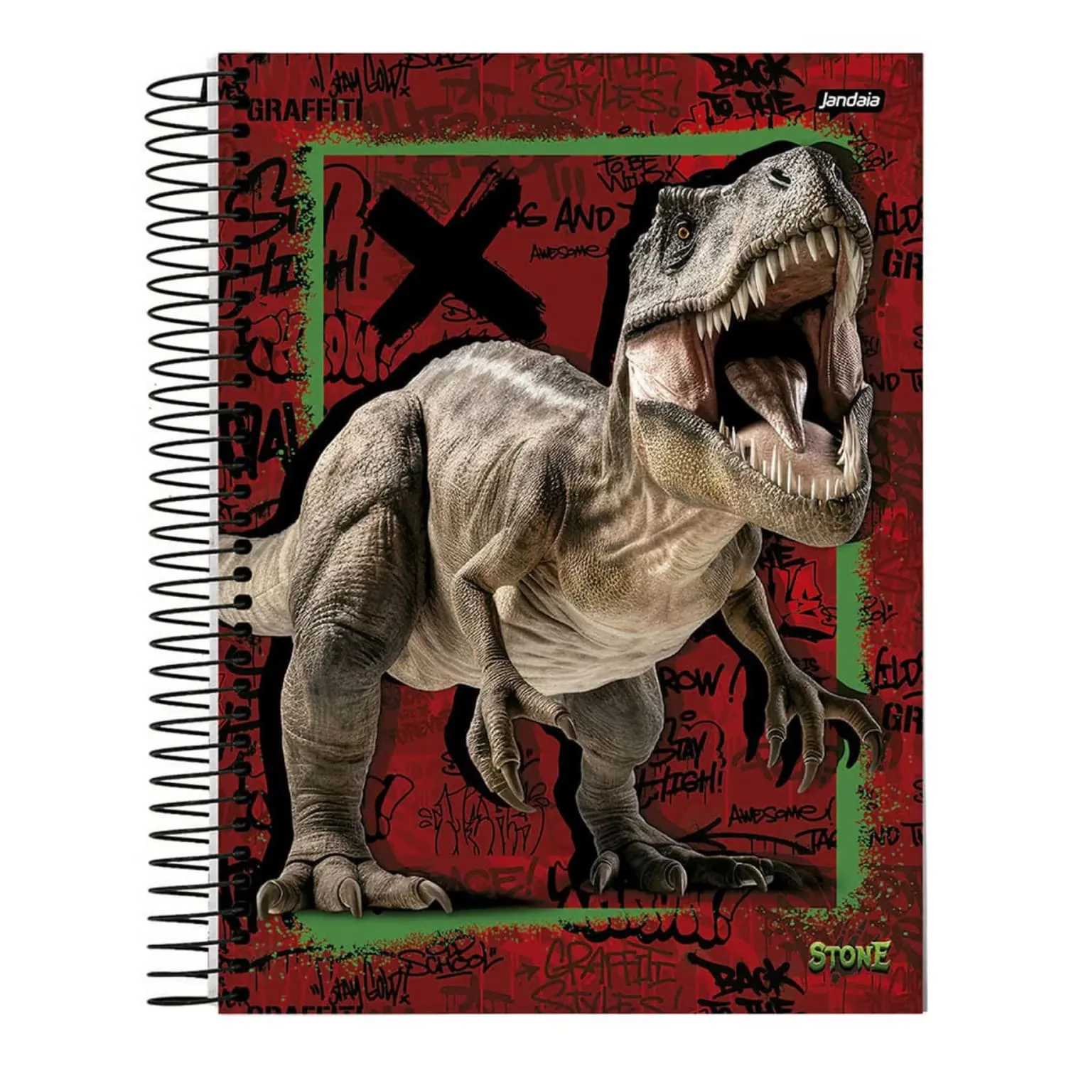 Caderno Espiral Capa Dura Stone Dinossauro 80 Folhas - Jandaia Caderno Espiral Capa Dura Stone Dinossauro 80 Folhas - Jandaia