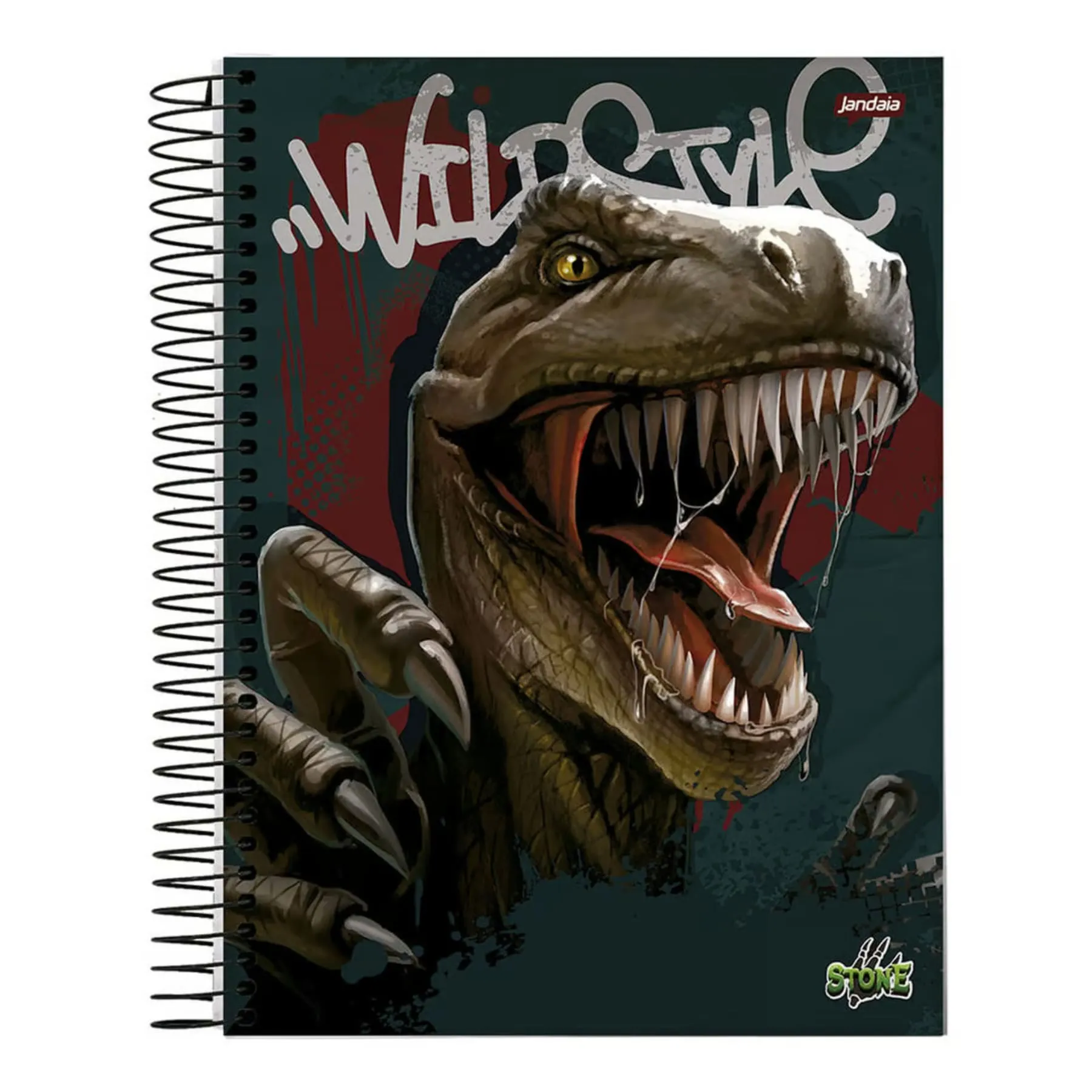 Caderno Espiral Capa Dura Stone Dinossauro 80 Folhas - Jandaia Caderno Espiral Capa Dura Stone Dinossauro 80 Folhas - Jandaia