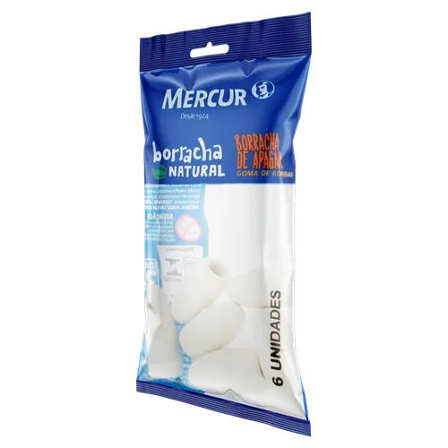 Borracha Ponteira Lápis Natural Branca - Mercur 6 Unidades