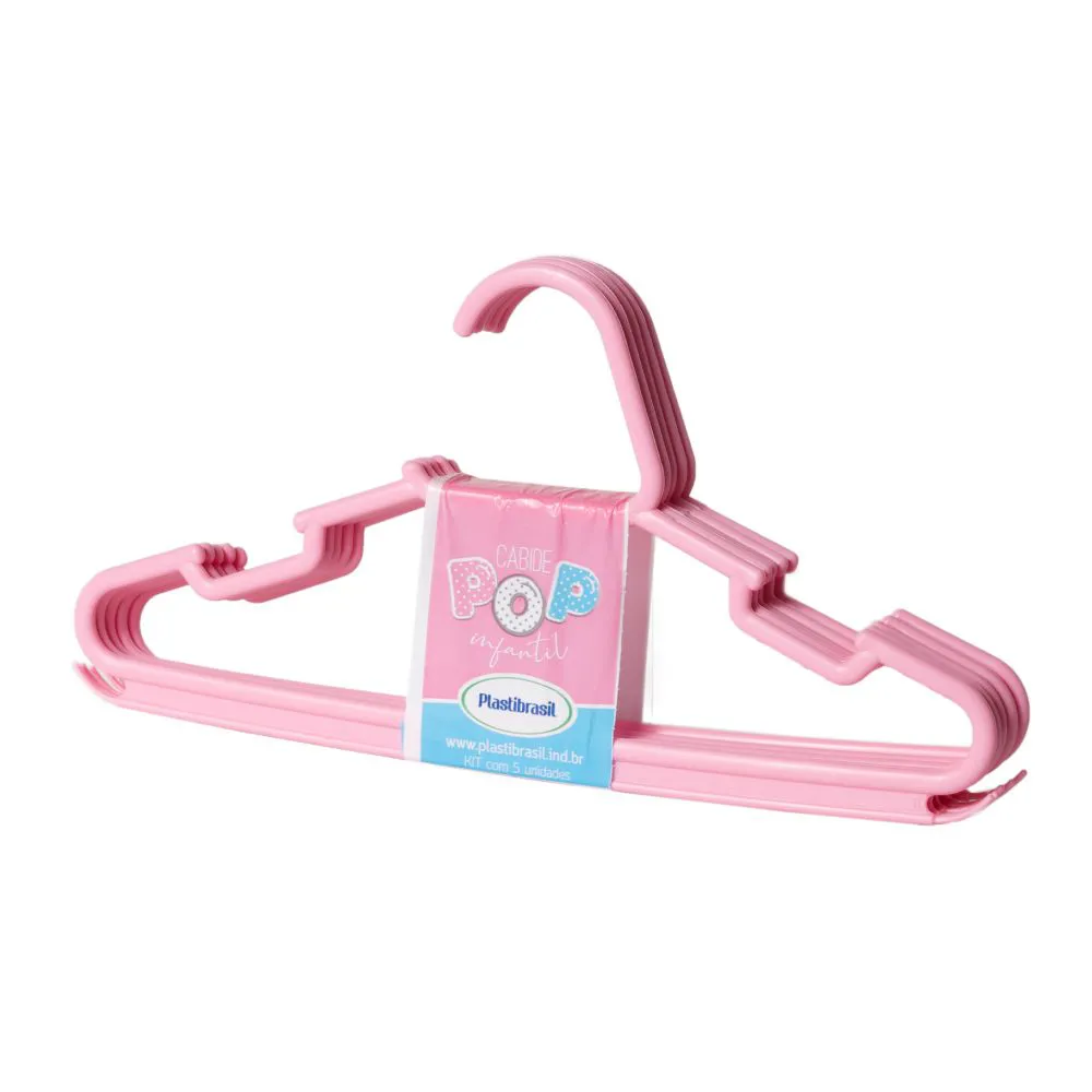 Conjunto de Cabides Infantis Plásticos Rosa - Plastibrasil