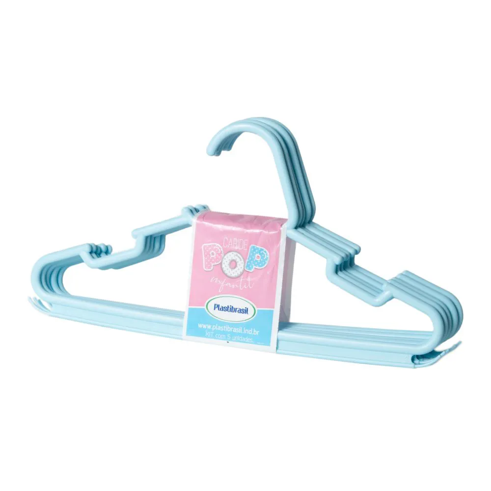 Conjunto de Cabides Infantis Plásticos Azul - Plastibrasil