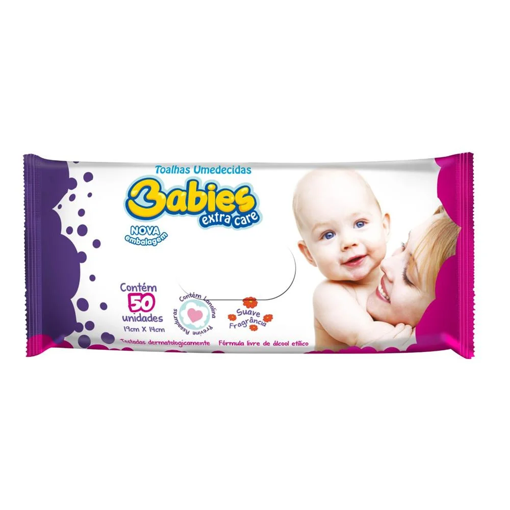 Toalhinhas Umedecidas Babies Extra Care - 50 Unidades