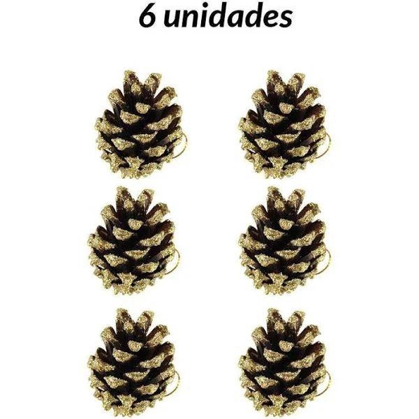 Kit Enfeite de Natal Pendente Pinheiro 3cm - 6 Unidades