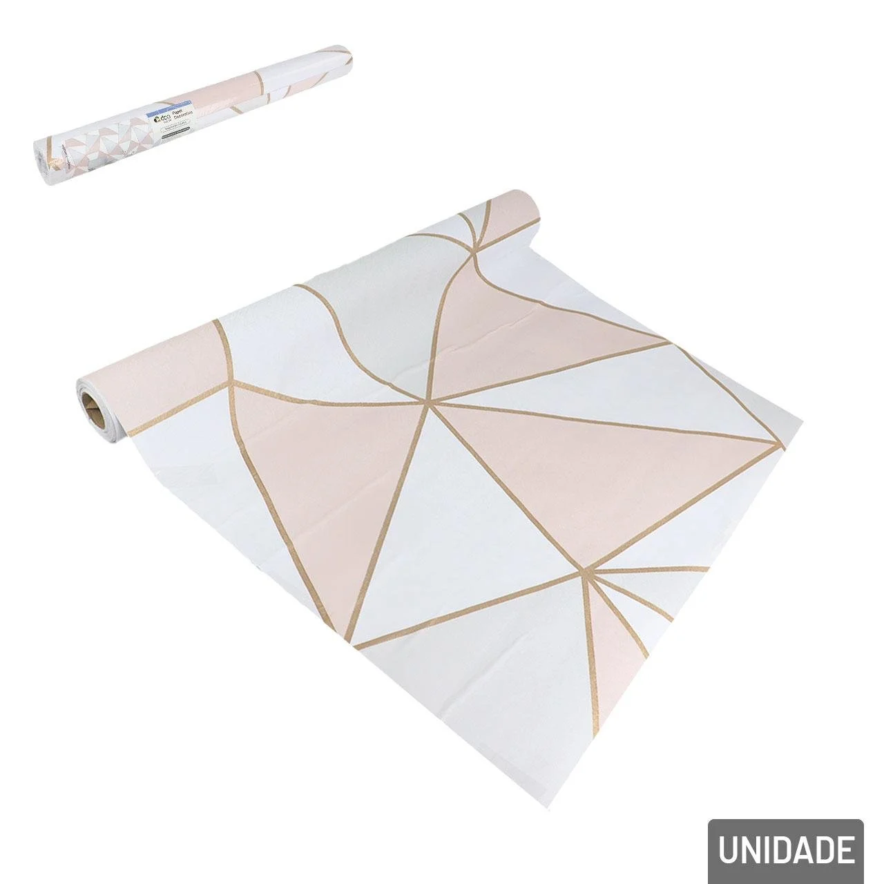 Papel de Parede 45cm x 5m Geométrico Rosé Gold - DCARTE