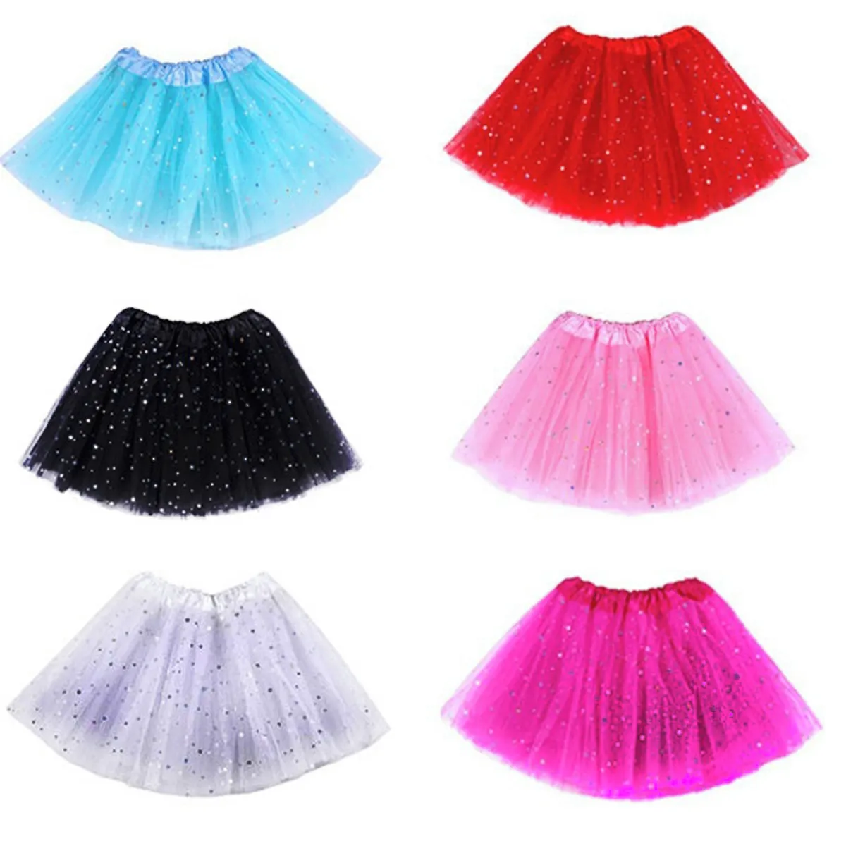 Saia de Tule Infantil 30cm com Brilho - Sortido