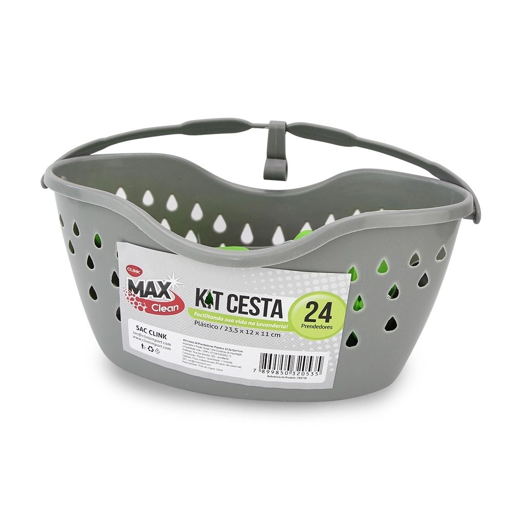 Kit Cesta e 24 Prendedores de Plástico - CLINK Kit Cesta e 24 Prendedores de Plástico - CLINK