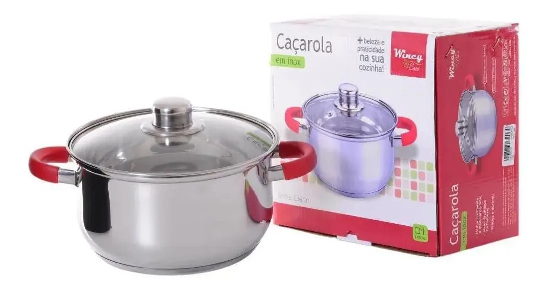 Caçarola de Inox com Tampa de Vidro 16cm - Wincy