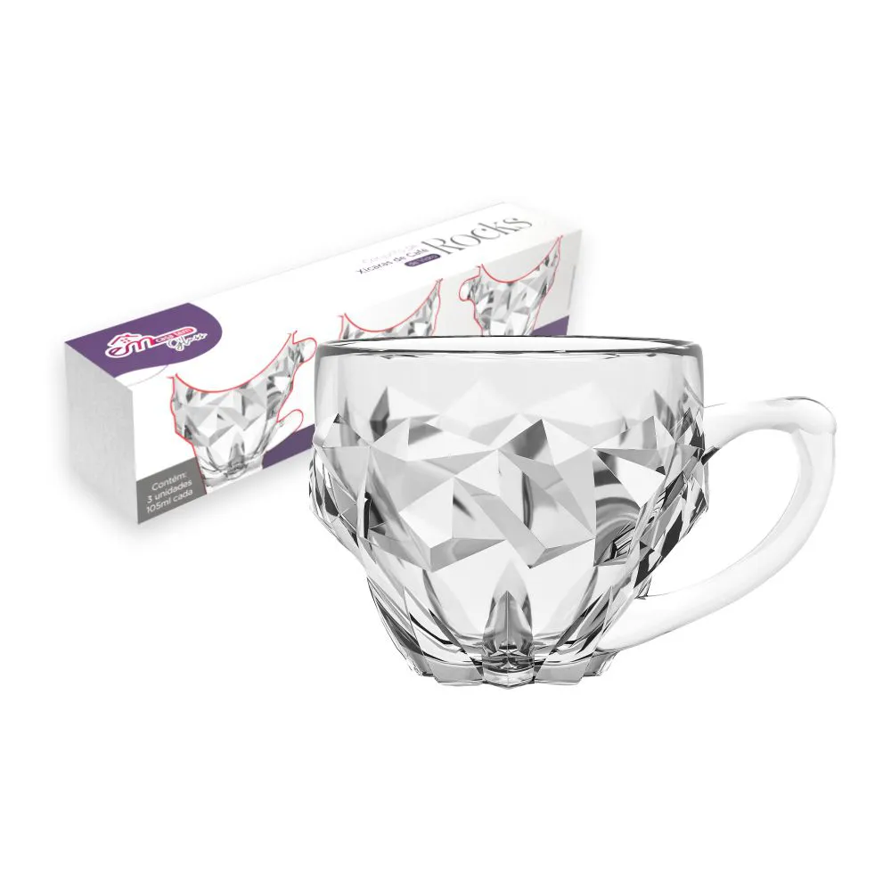 Conjunto de Xícara de Café 3 Peças Rocks 105ml - INGA
