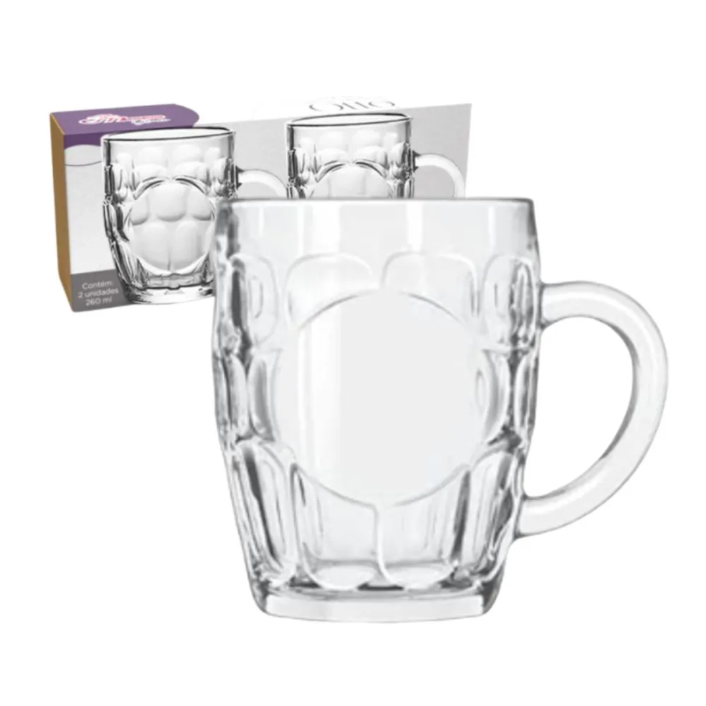 Conjunto de Caneca de Chopp Otto 260ml - 2 Peças