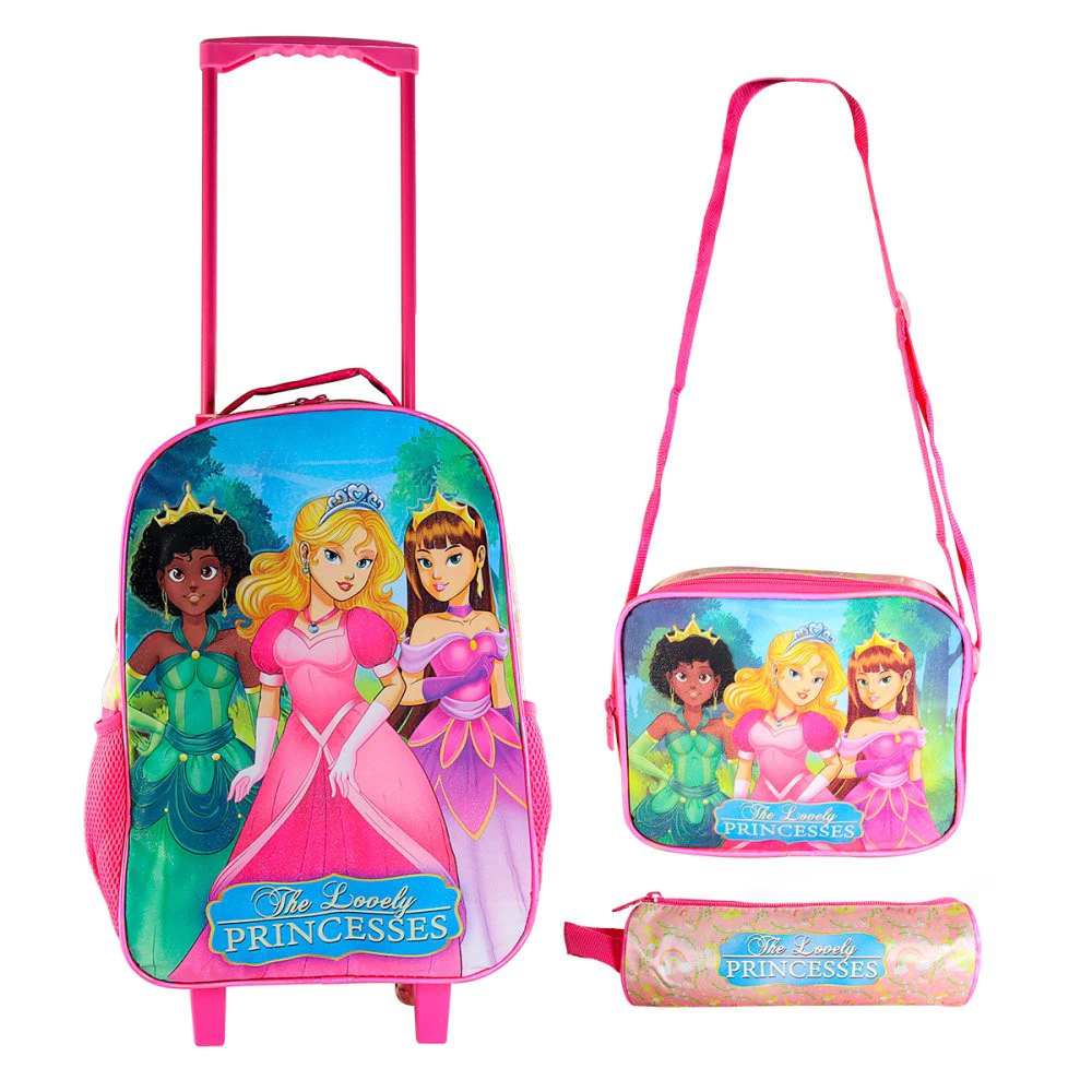 Kit Mochila Infantil Escolar Completo - Belas Princesas 