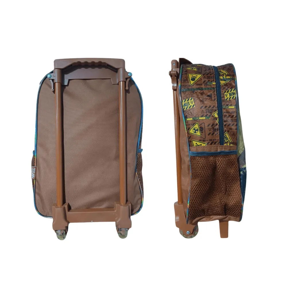 Kit Mochila de Rodinhas com Lancheira, Estojo de Dinossauro Kit Mochila de Rodinhas com Lancheira, Estojo de Dinossauro