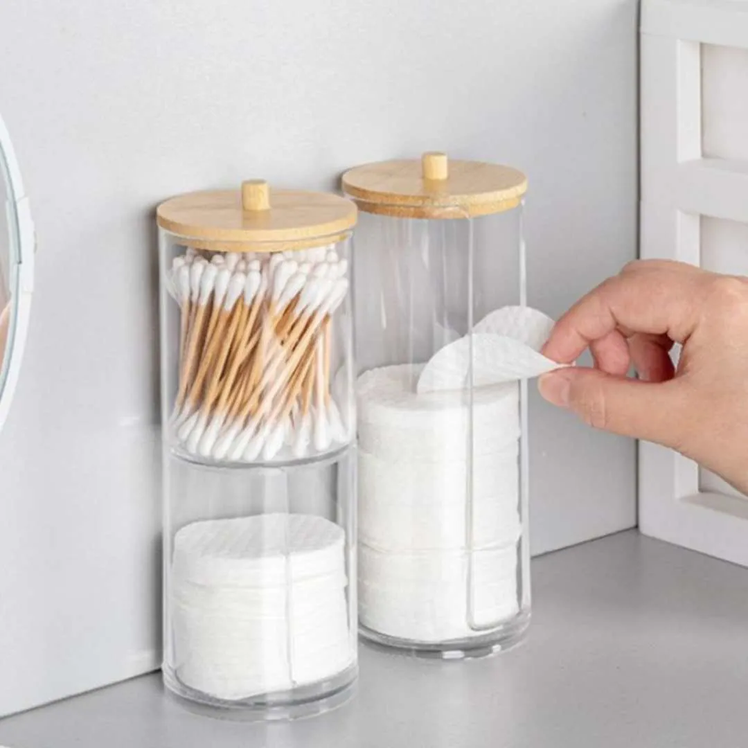 Organizador Multiuso Redondo 2 em 1 com Tampa - Transparente